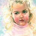 Pastel portrait of an angelic girl