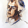 Watercolor Portrait sketch of a man in monochrome